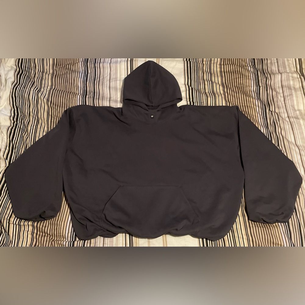 Yeezy x GAP x Balenciaga Dark Grey padded oversized small logo hoodie - SIZE L